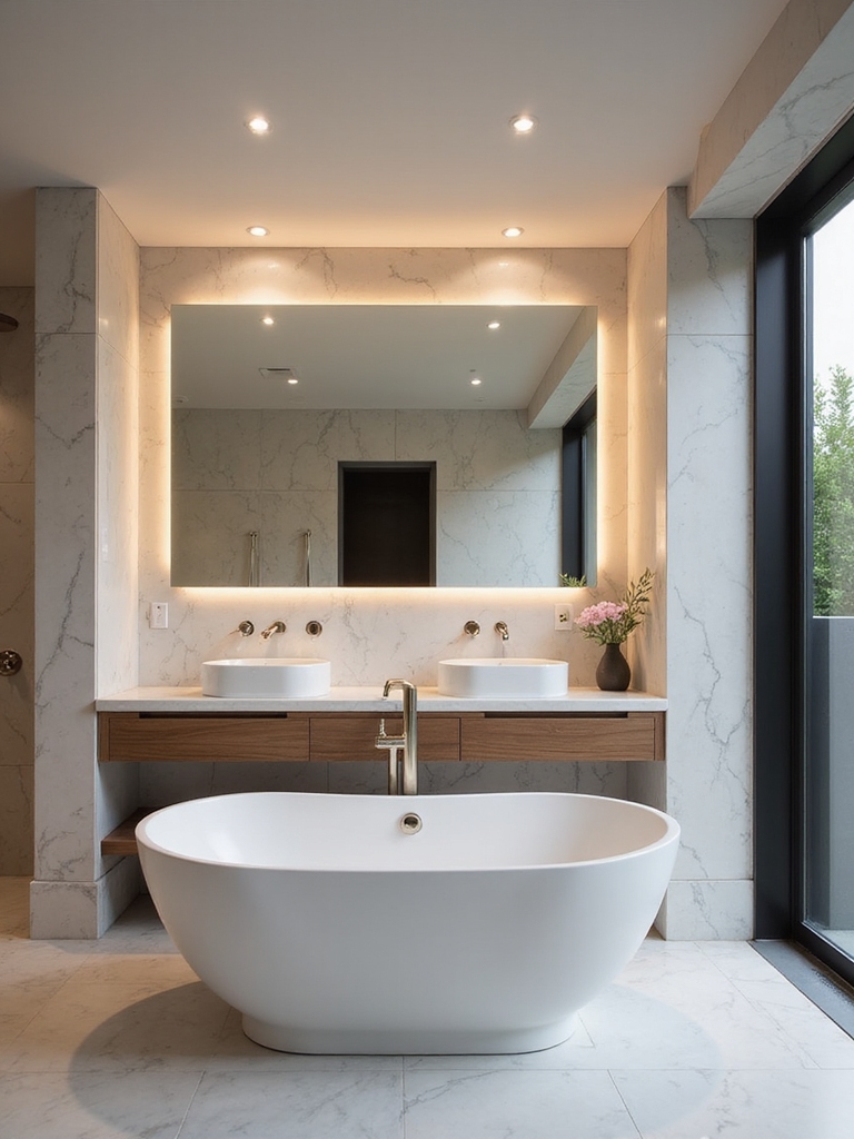 transformative layered bathroom lighting