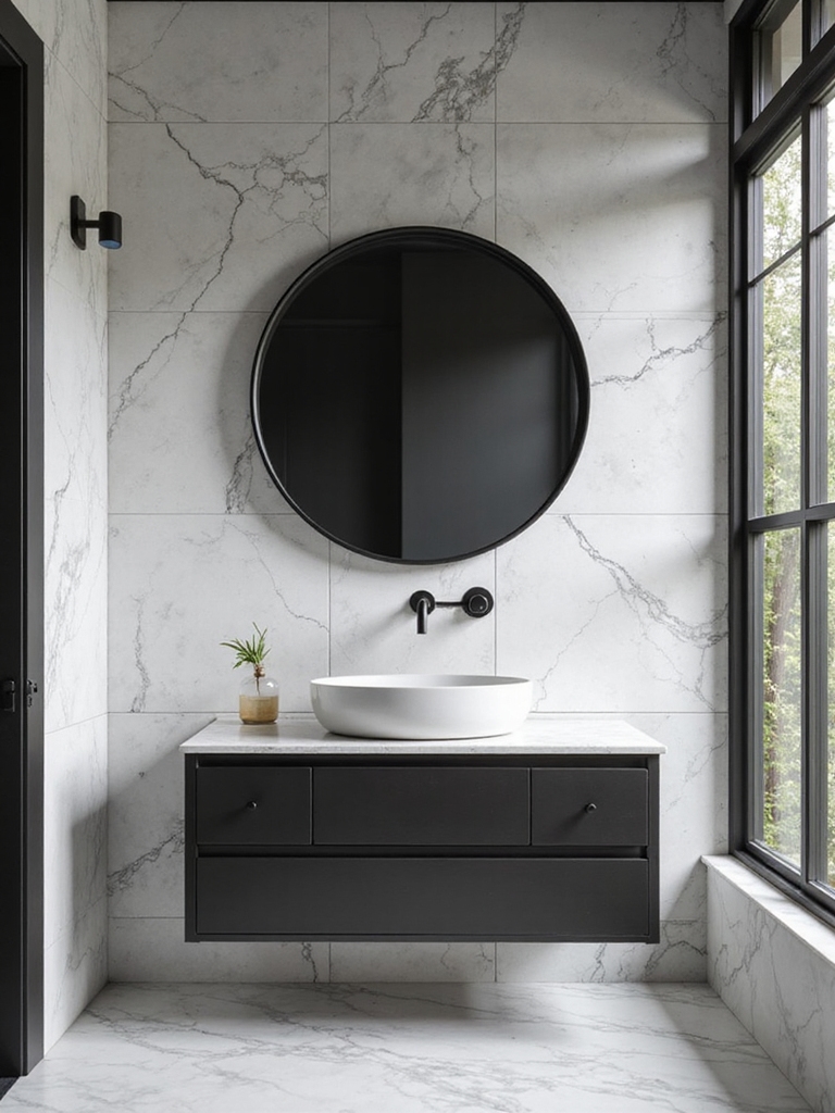 trendy black bathroom mirrors