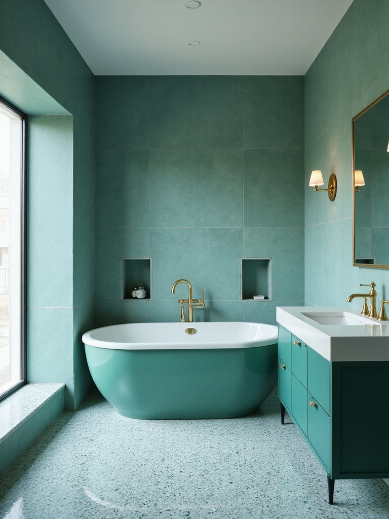 trendy blue green bathrooms