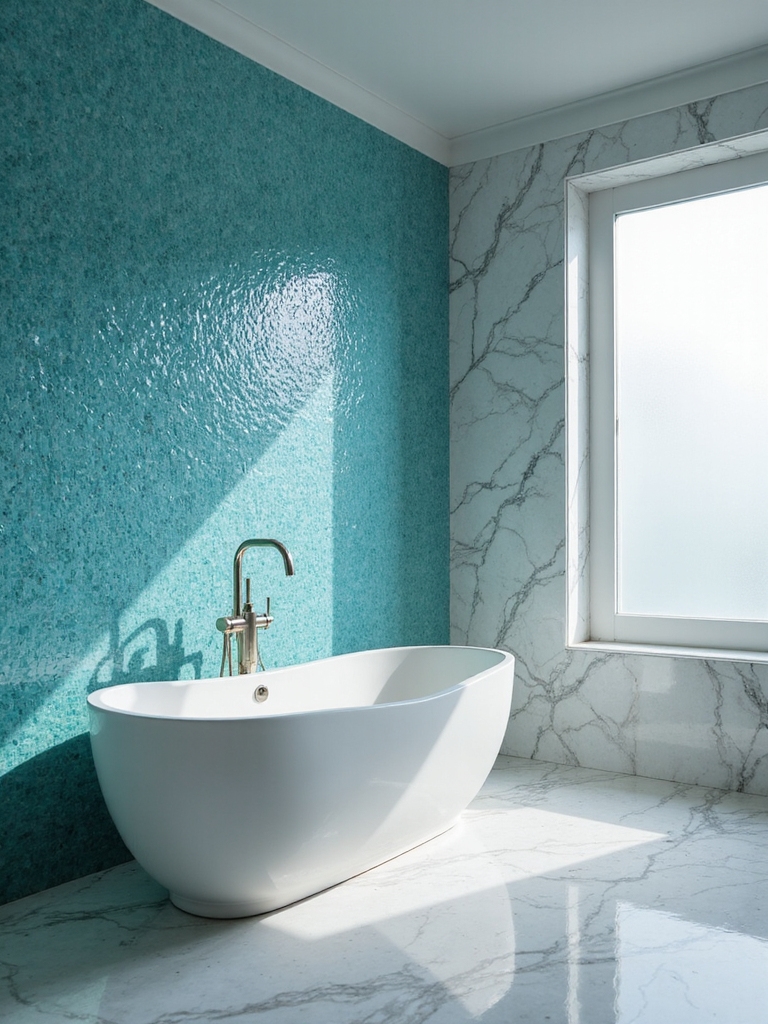turquoise mosaic tropical backsplash