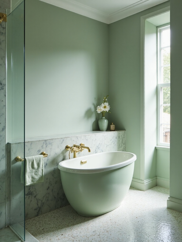warm sage transforms small baths