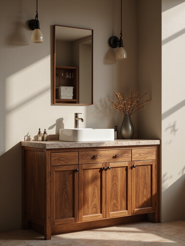 warm wood tones elevate bathrooms