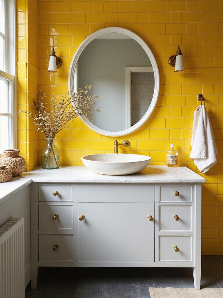 yellow tile meets neutrals