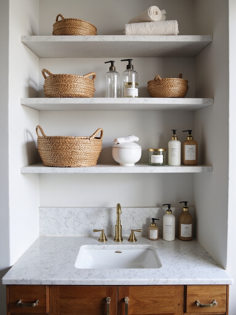 bathroom shelf organization tips