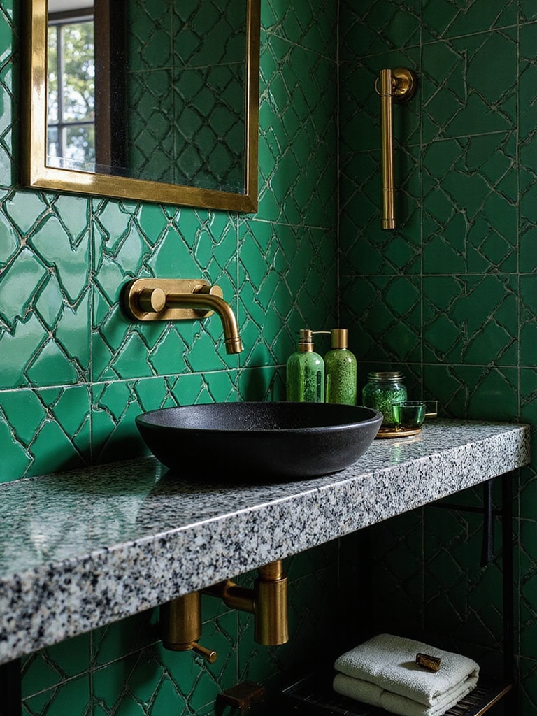bold black and green tiles