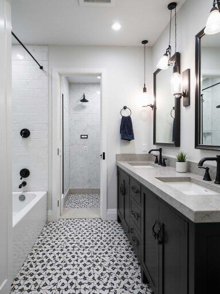 bold black and white tile design