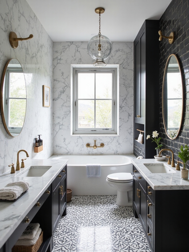bold black and white tiles