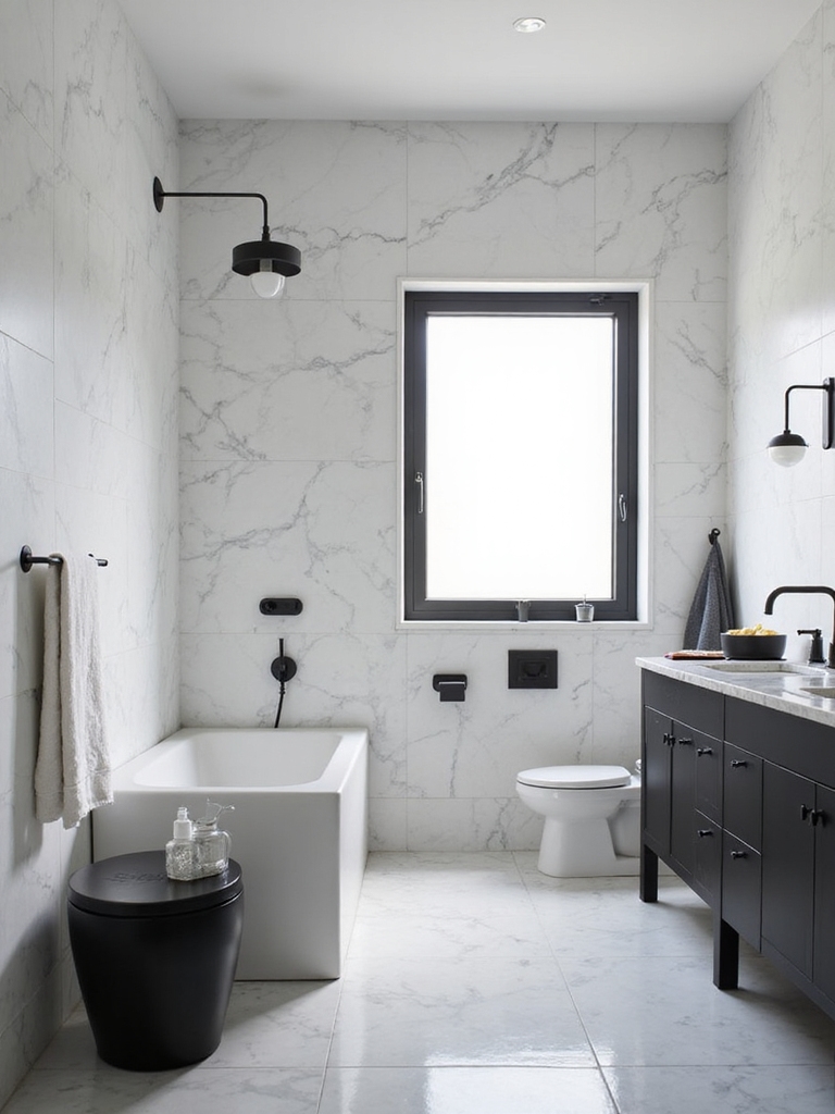 bold black bathroom fixtures