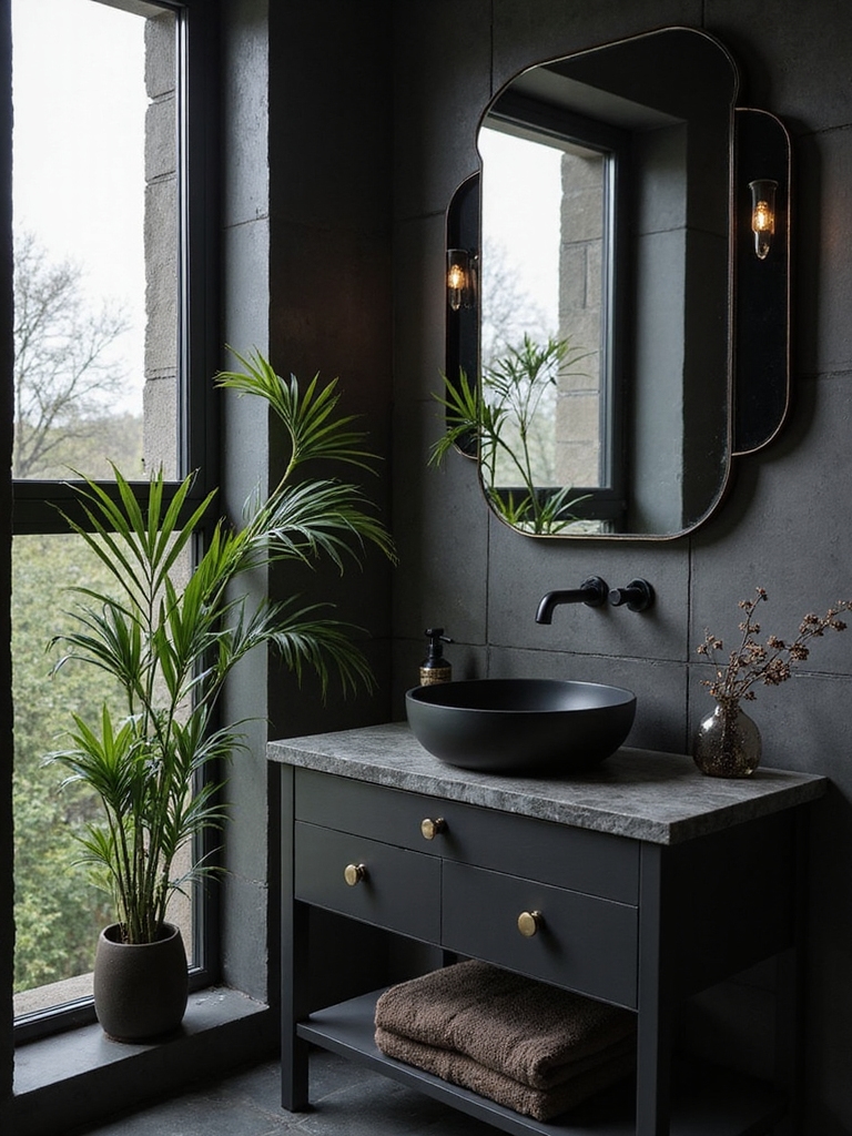 bold black fixtures contrast beautifully