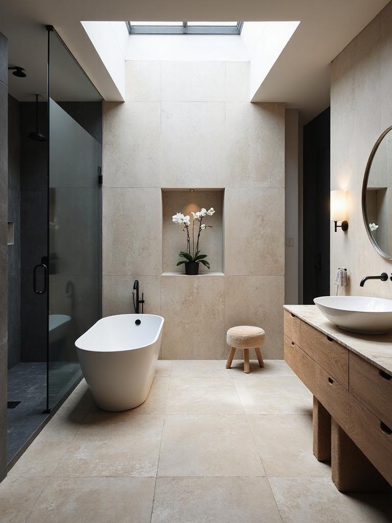 bold calming bathroom design