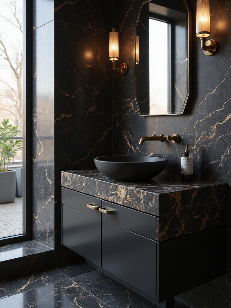 bold glossy black vanities