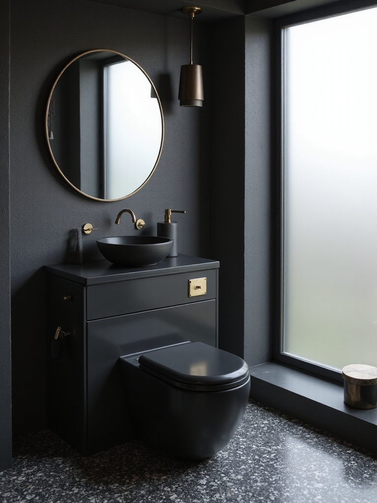 bright lighting for black bathrooms