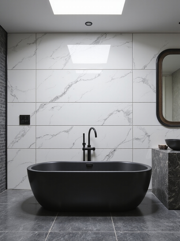chic black and white bathrooms
