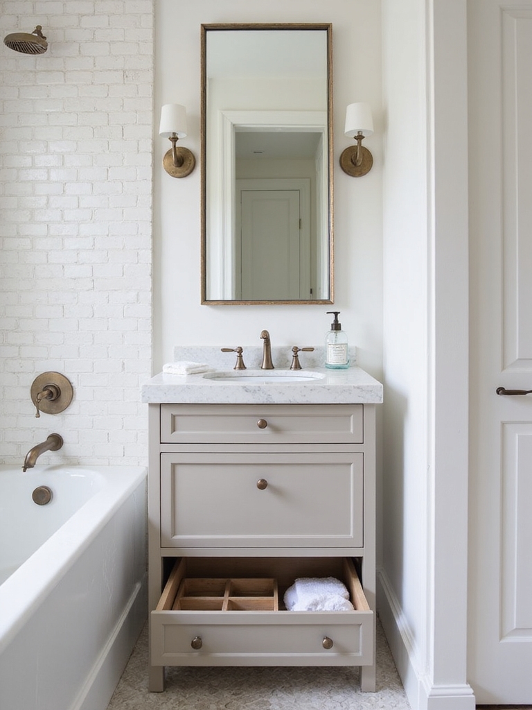 chic hidden bathroom storage