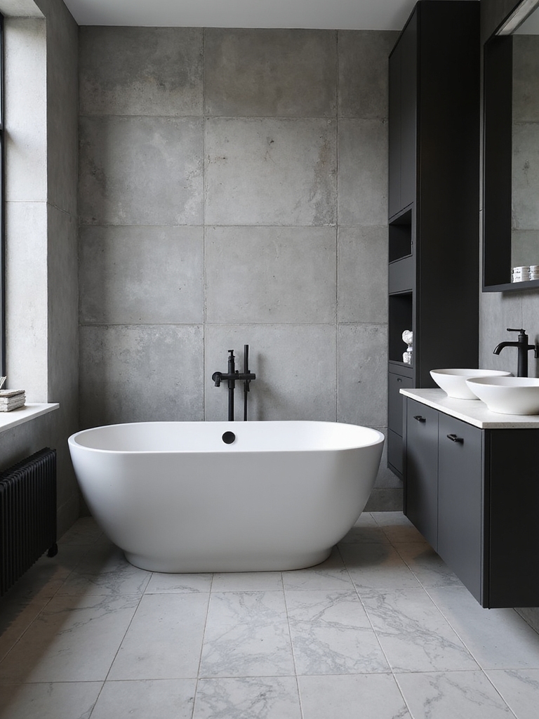 cohesive monochrome bathroom design