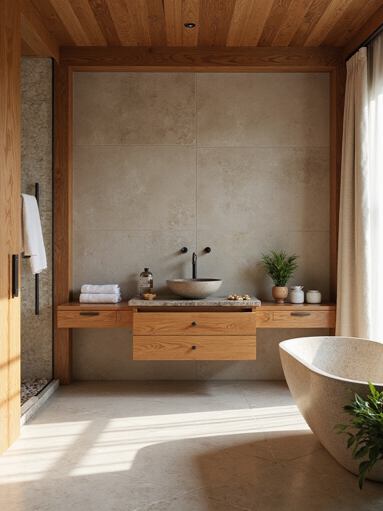 cozy textured bathroom oasis