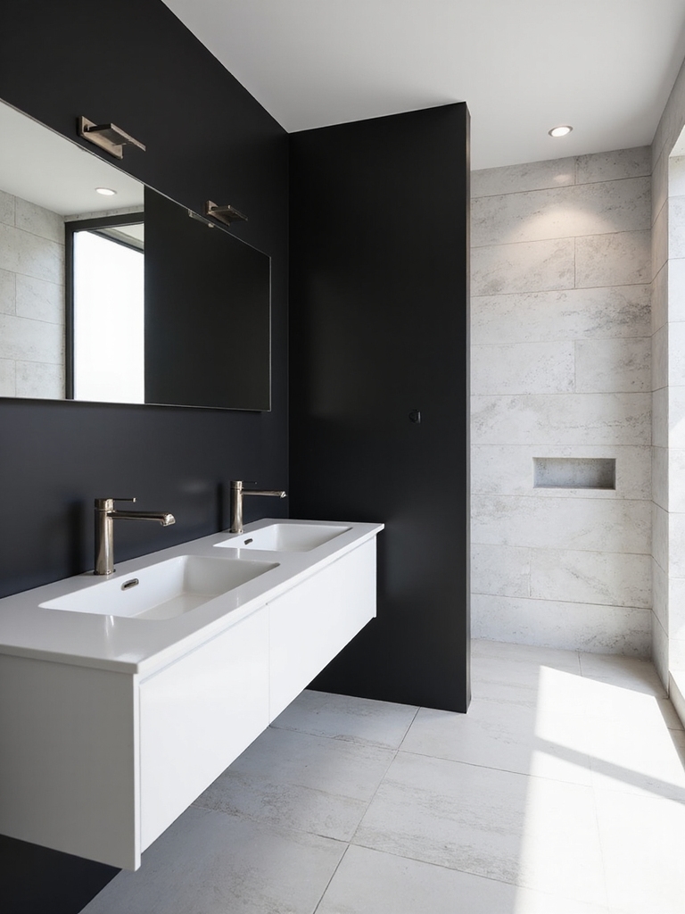 crisp white enhances bathroom depth