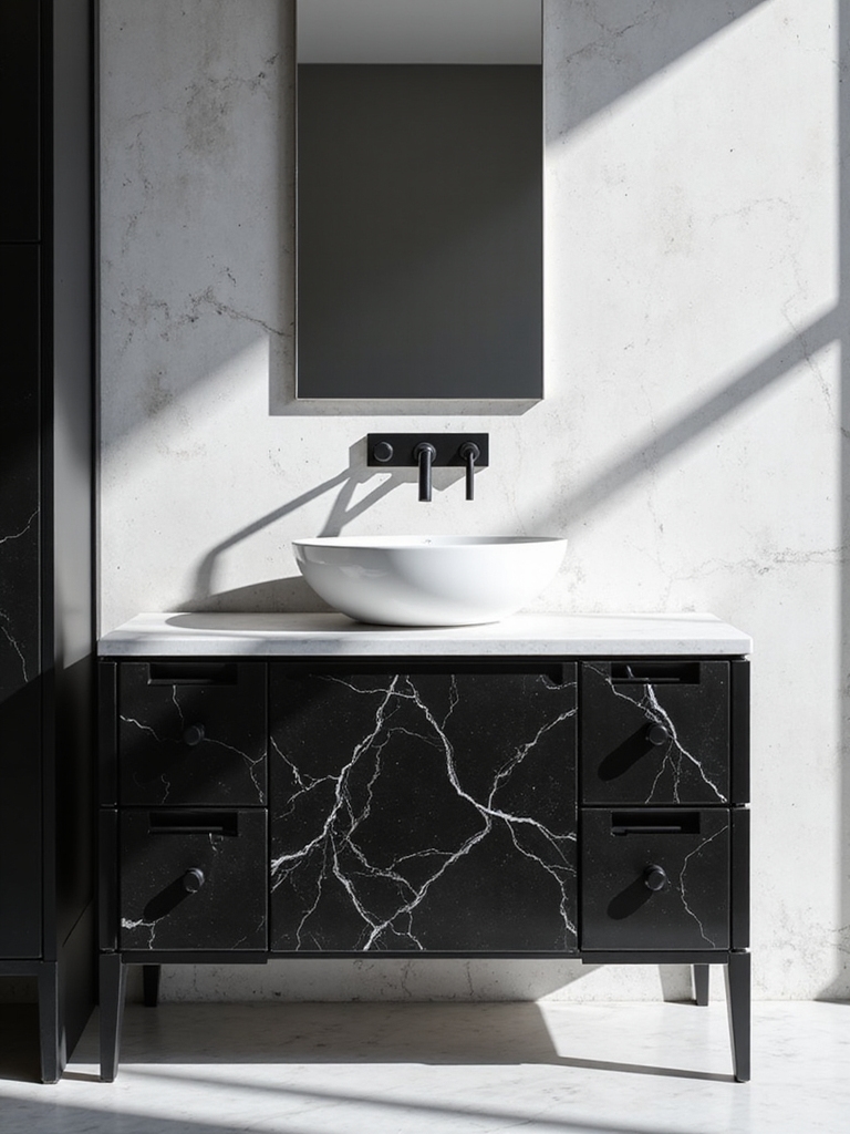 dramatic high contrast vanity setups