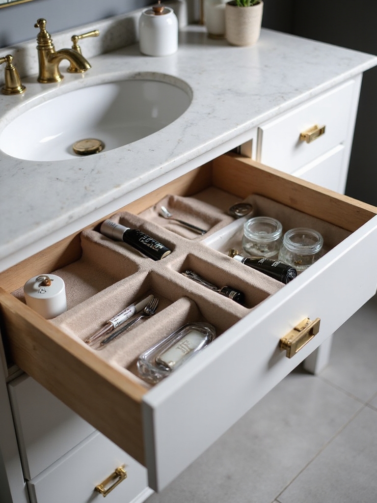 efficient organized bathroom drawers