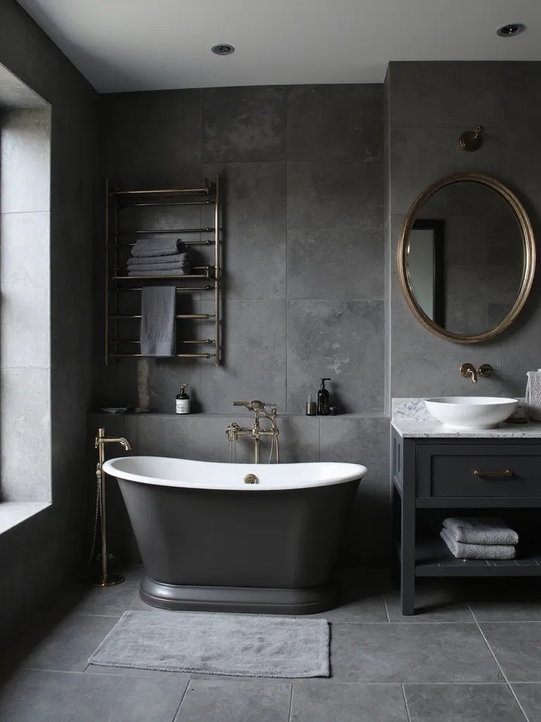 elegant black and gray bathrooms
