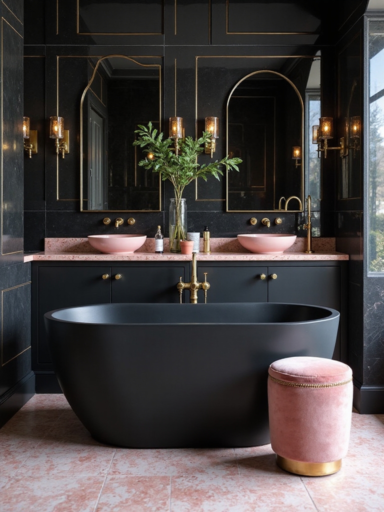 elegant black and pink decor