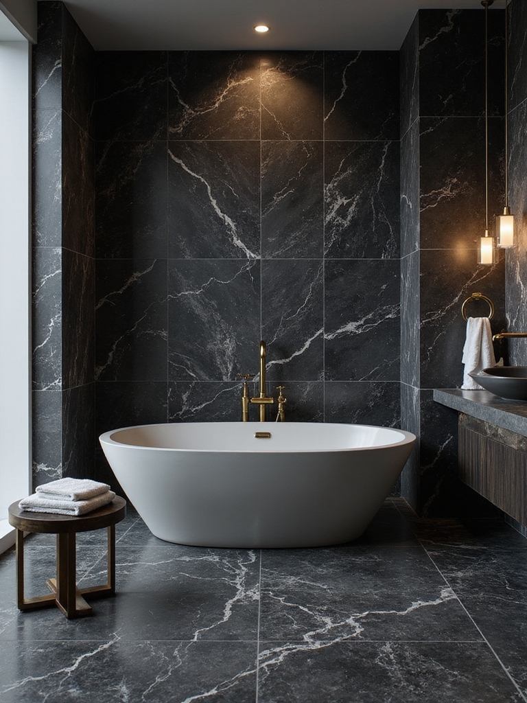 elegant black marble bathrooms