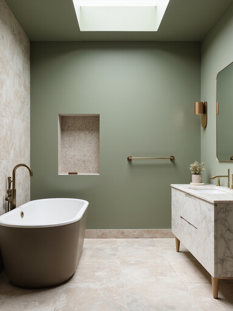 elegant earthy sage bathrooms
