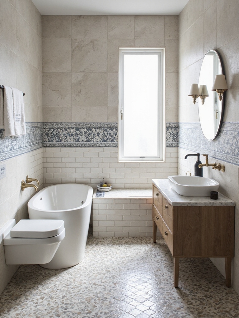 elevate bathroom with patterns