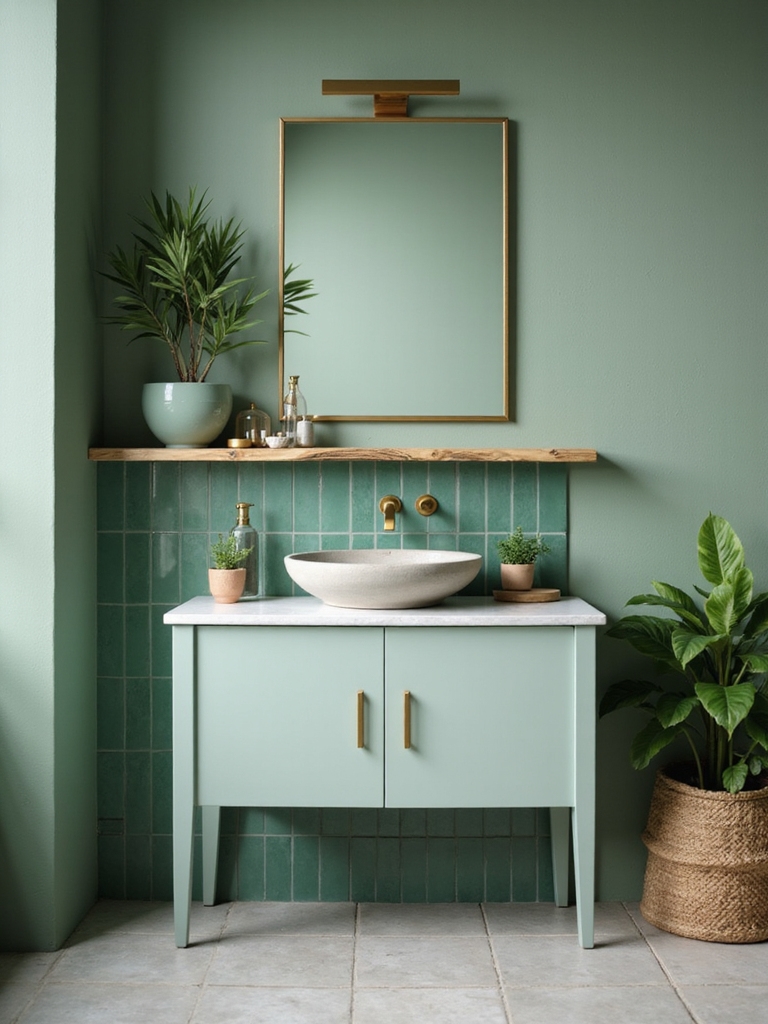 fresh and calm green bathrooms