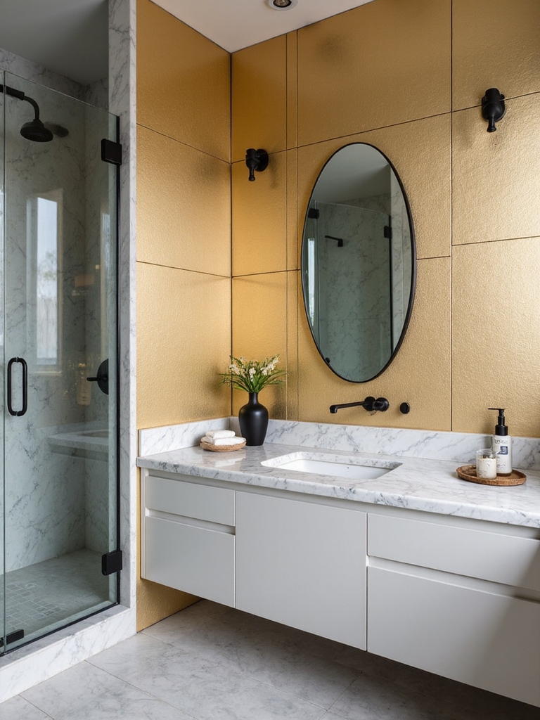 glamorous metallic bathroom accents