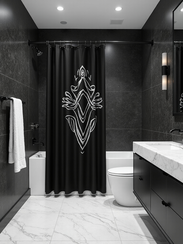 high contrast bathroom aesthetics