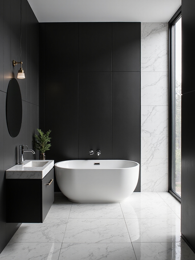 high contrast black wall elegance