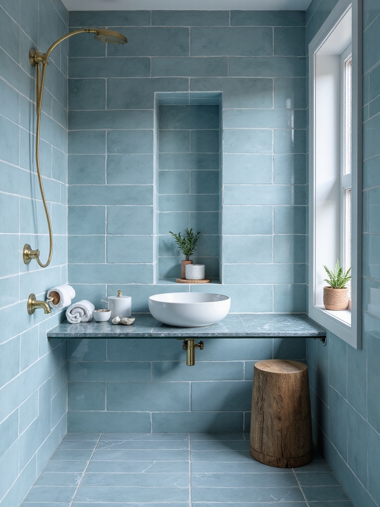 impactful blue tiled bathroom refresh