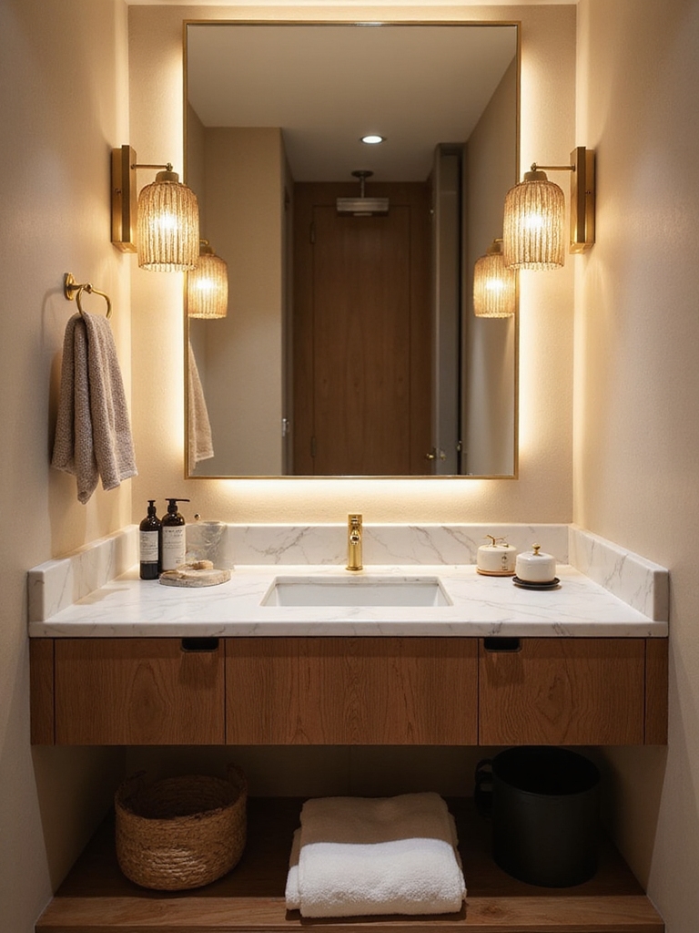 layered lighting for bathrooms