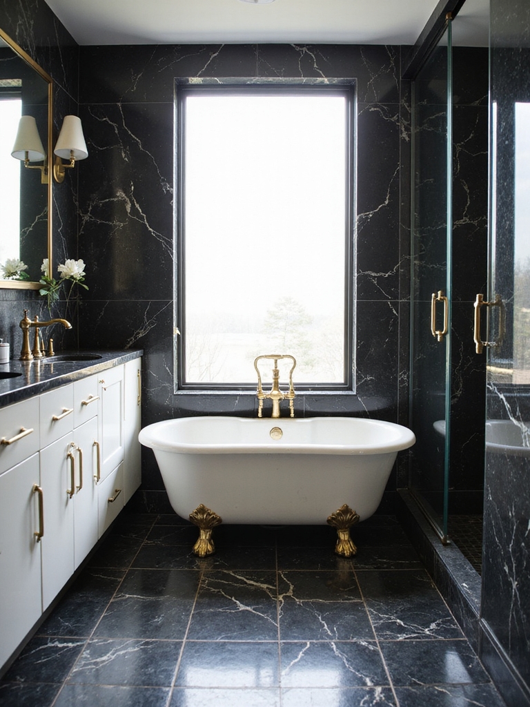 luxurious black and gold bathroom