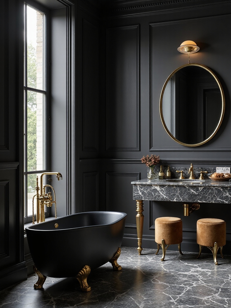 luxurious black and gold decor