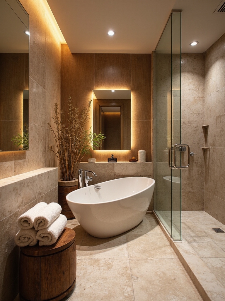 luxurious layered bathroom lighting