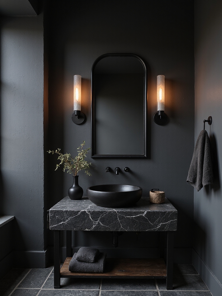luxurious moody bathroom palette