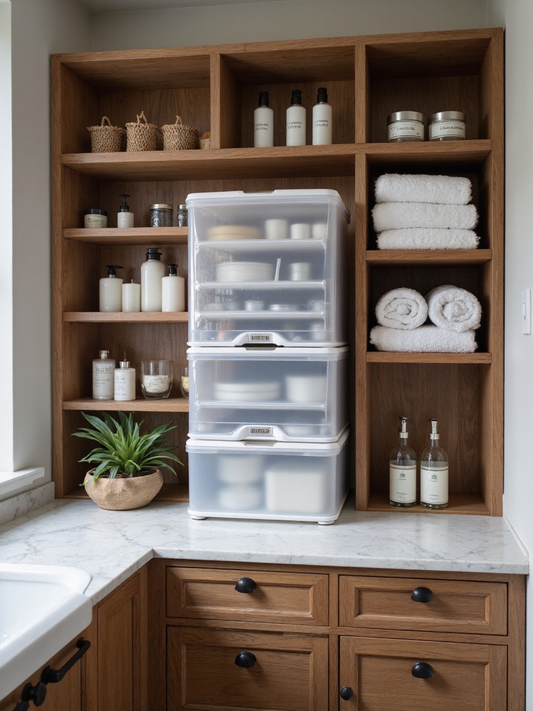 maximize vertical bathroom storage