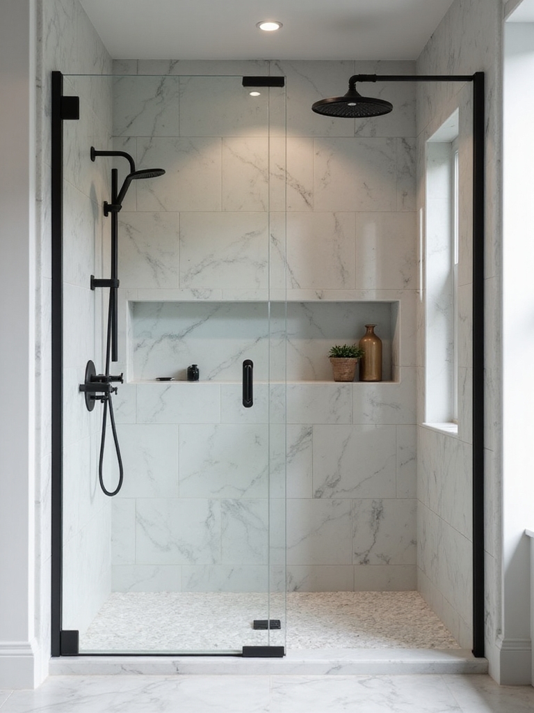 mirrors enhance shower space