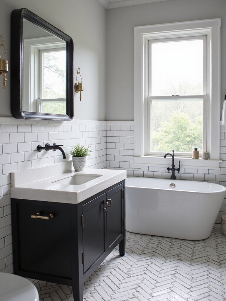 monochrome subway tile layouts