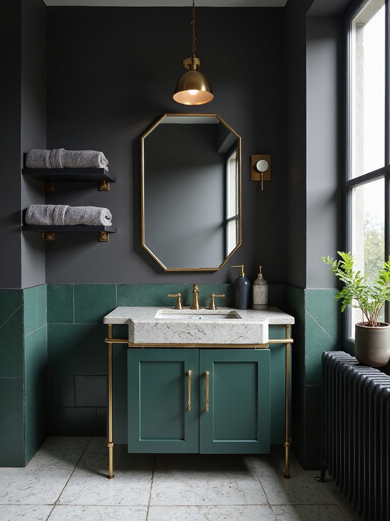 moody geometric bathroom designs