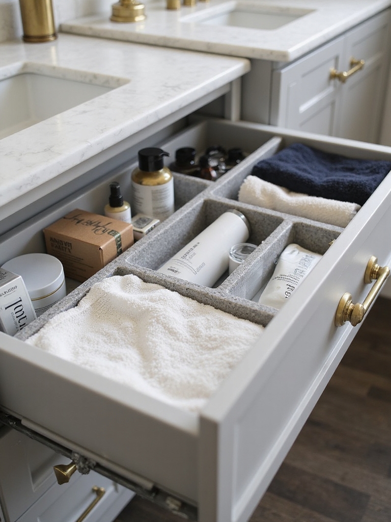 organized bathroom drawer dividers