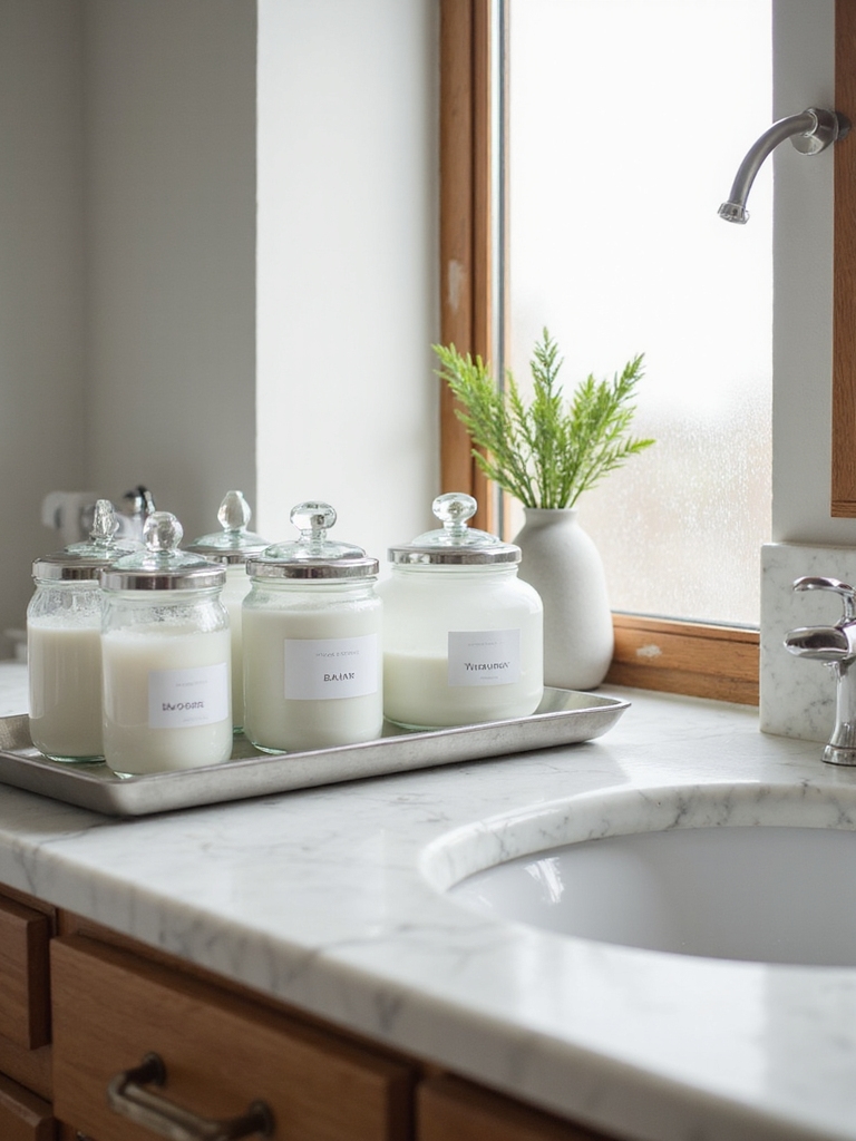 organized transparent bathroom storage