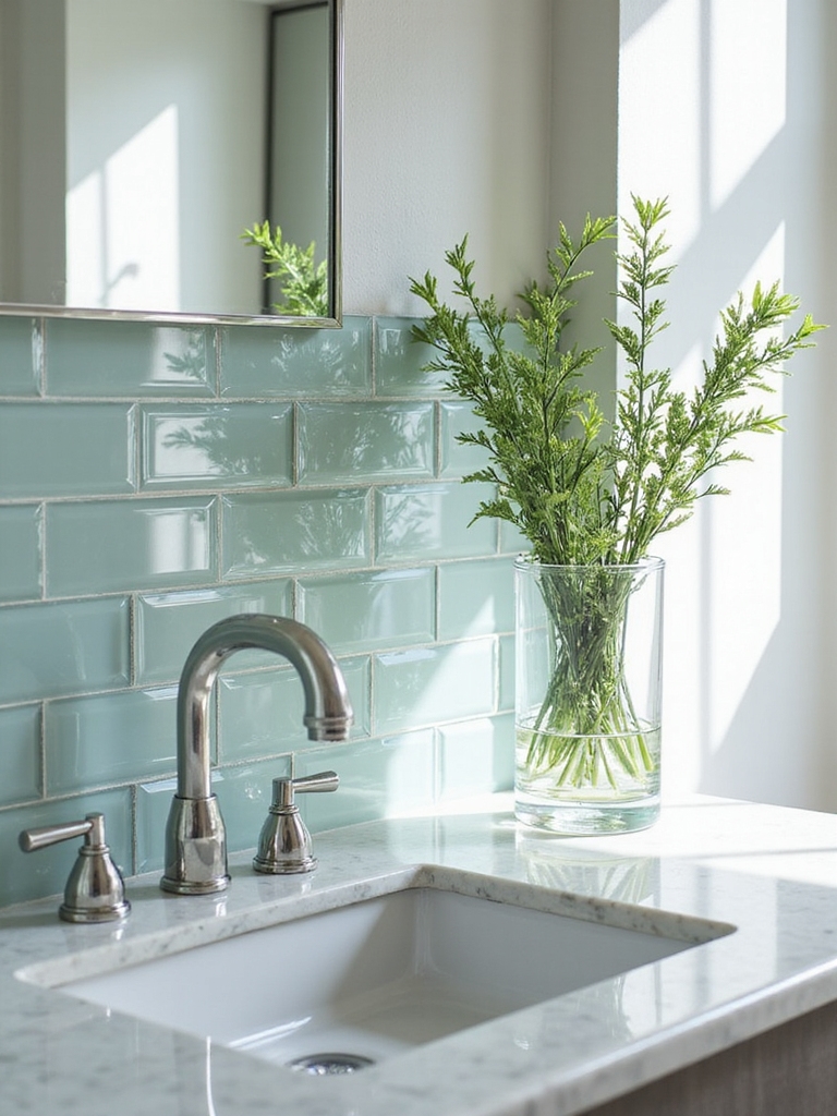 reflective glass bathroom accents