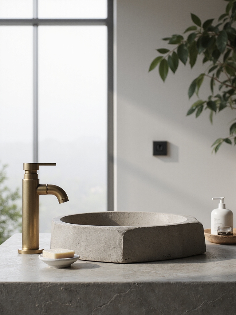 sculpted cement basin elegance
