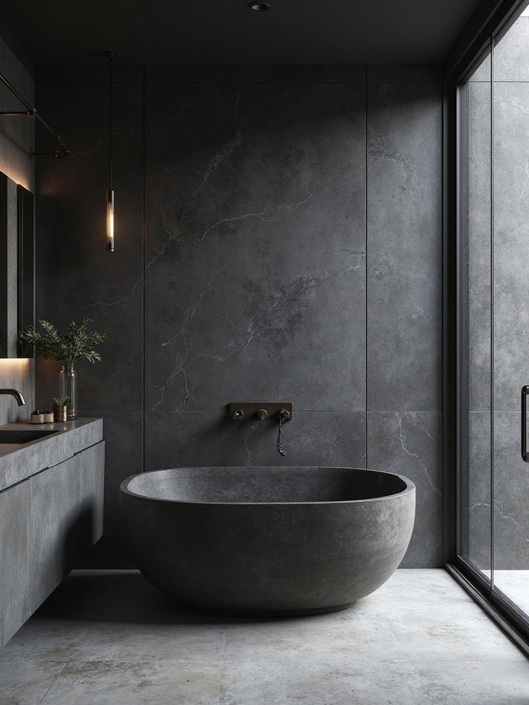 sleek urban black grey bathrooms