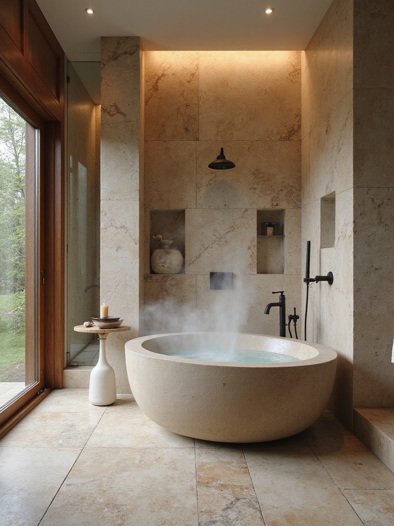 spa inspired master bath layout