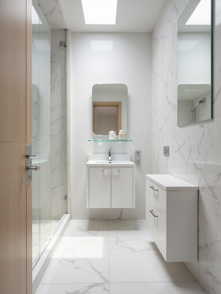 spacious light filled bathroom design