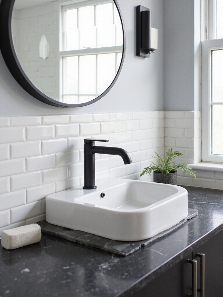 stylish black and white bathrooms